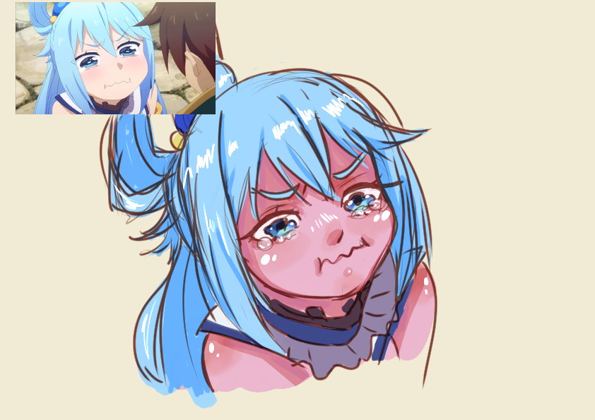 “Aqua crying 

#Konosuba #Aqua https://t.co/y5FcWkuQWQ” .