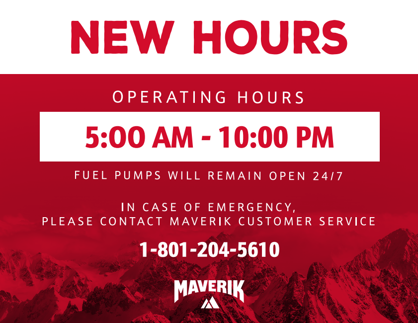 Maverik's tweet photo. Maverik adventurers, we have new operating hours. https://t.co/z0qhvR88o9