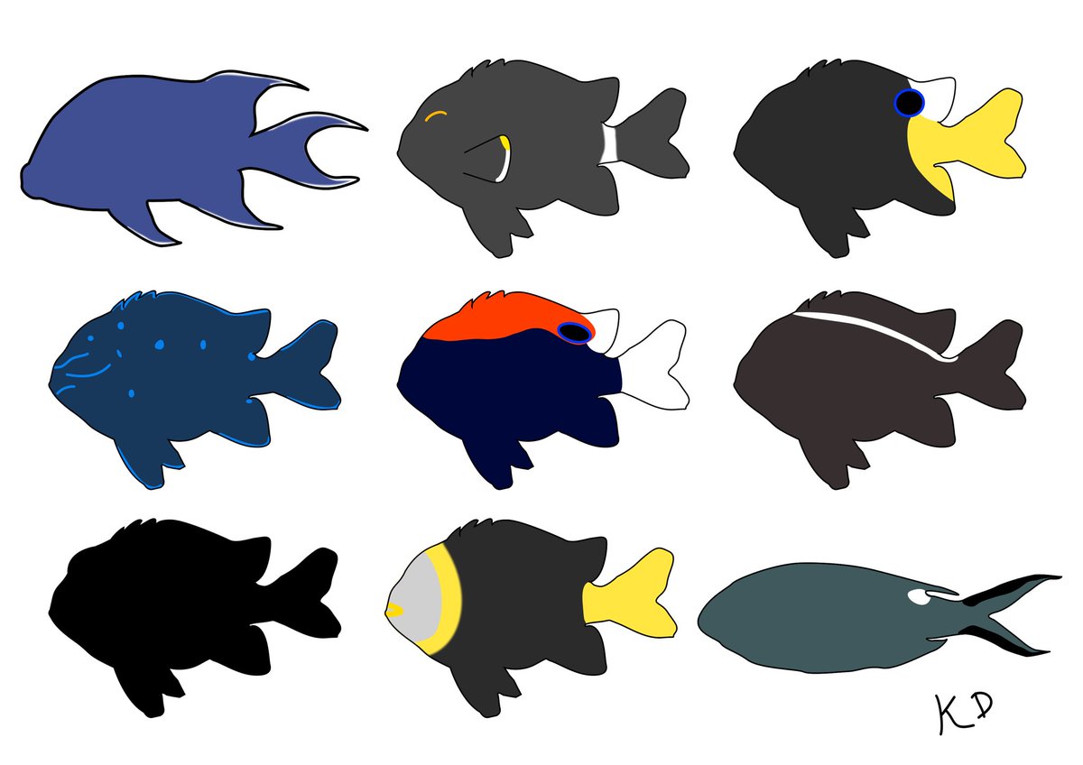 14Katie41's tweet image. Started learning a new set of fish species... can anyone guess where these damselfish are from? 😉 #SundayFishSketch #FishID #CoralReef