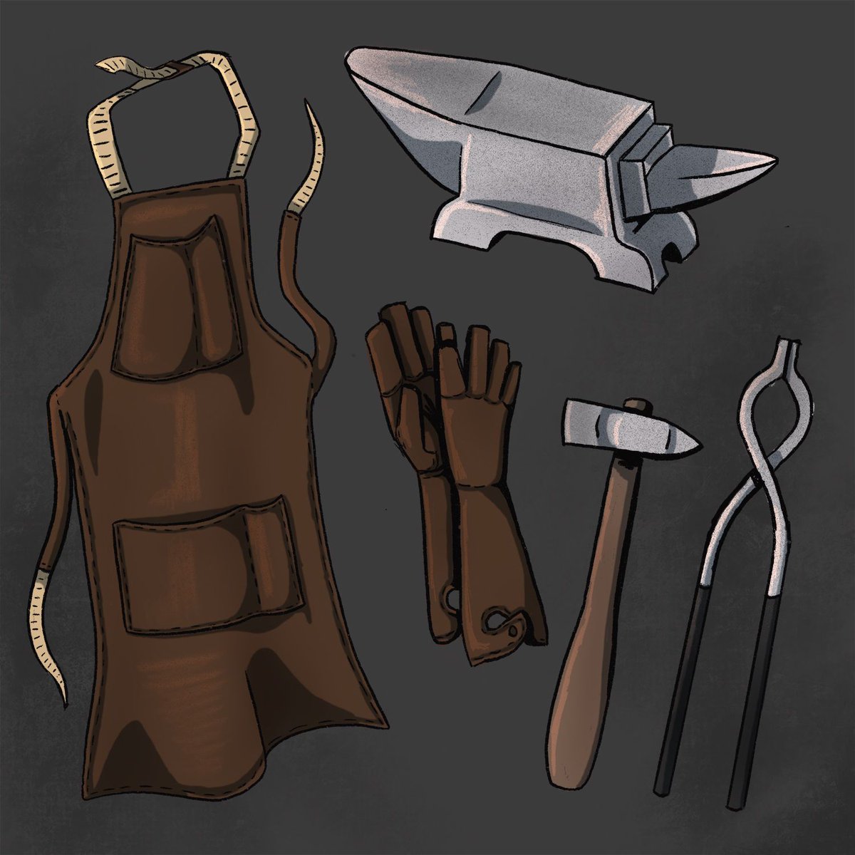 _bemyers's tweet photo. 05/12 Blacksmith: I wanted to do some professions as well as classes. #blacksmith #rpg #illustration #gear https://t.co/xuMzGbswA8