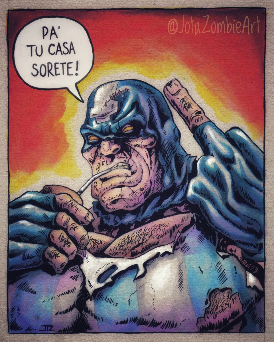 JotaZombie's tweet photo. It's been ages since my last post on this account. Here a piece motivated by the lot of people on my city who are not understanding we're on quarantine. Something like "Go home, asshole!"
.
#CuarentenaCoronavirus #QuedateEnCasa #QuedateencasaPelotudo #acuarela
#elCazador #Cazita https://t.co/BbXnukh2XD