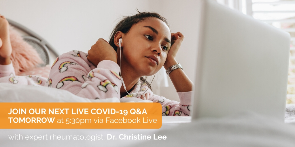#COVID19 Q&amp;A | Make sure to set a reminder for Tomorrow's FB Live Q&amp;A with expert #rheumatologist, Dr. Christine Lee at 5:30pm PST. We've received great questions for tomorrow's session covering the #coronavirus outbreak &amp; #lupus. DM us your questions for this Q&amp;A, &amp; stay tuned!
