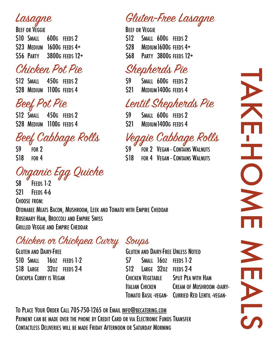 We’ll be firing up the ovens Monday #PTBO, call or email your order in. Pre-paid Contactless Delivery your choice of Friday Night or Saturday Morning. #Vegetarian, #Vegan, #glutenfree and #dairyfree options available. We’d love an RT, thanks in advance.