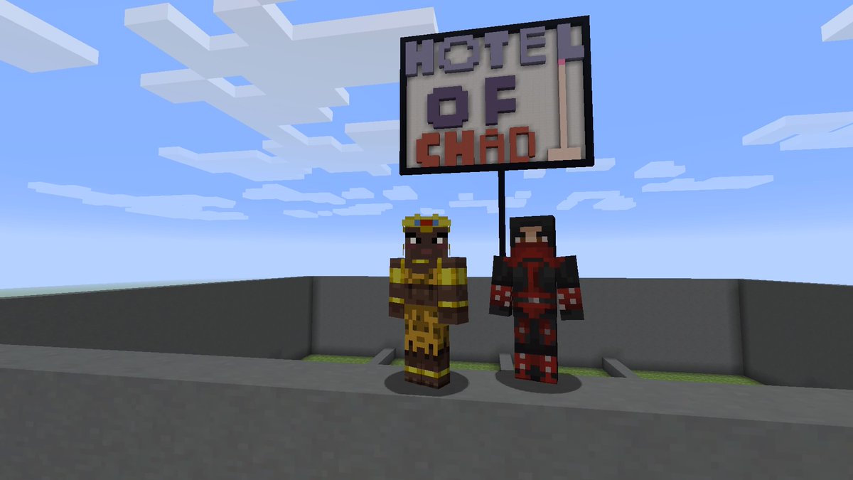 Goatster2's tweet photo. we love our king chad so much we made a hotel for the homless supported by chad https://t.co/H4eLvTUvqv