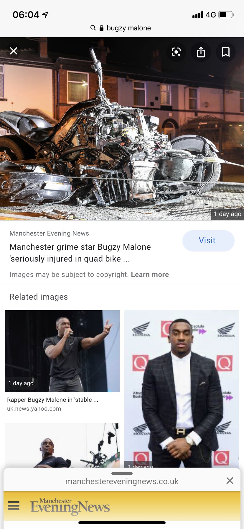 Manchester rapper Bugzy Malone seriously injured in quad bike