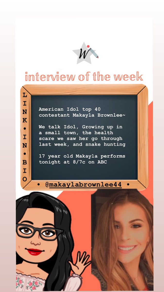 whitterview's tweet photo. it’s #AmericanIdol Sunday, so what better interview to bring to you then @MaKaylaBrownle2 - who you can catch tonight when the Top 40 performs on Idol!!!! But before the show starts, get to know 17 year old contestant Makayla ♥️

https://t.co/qtJRkJZNBU https://t.co/IoZugd7TqD