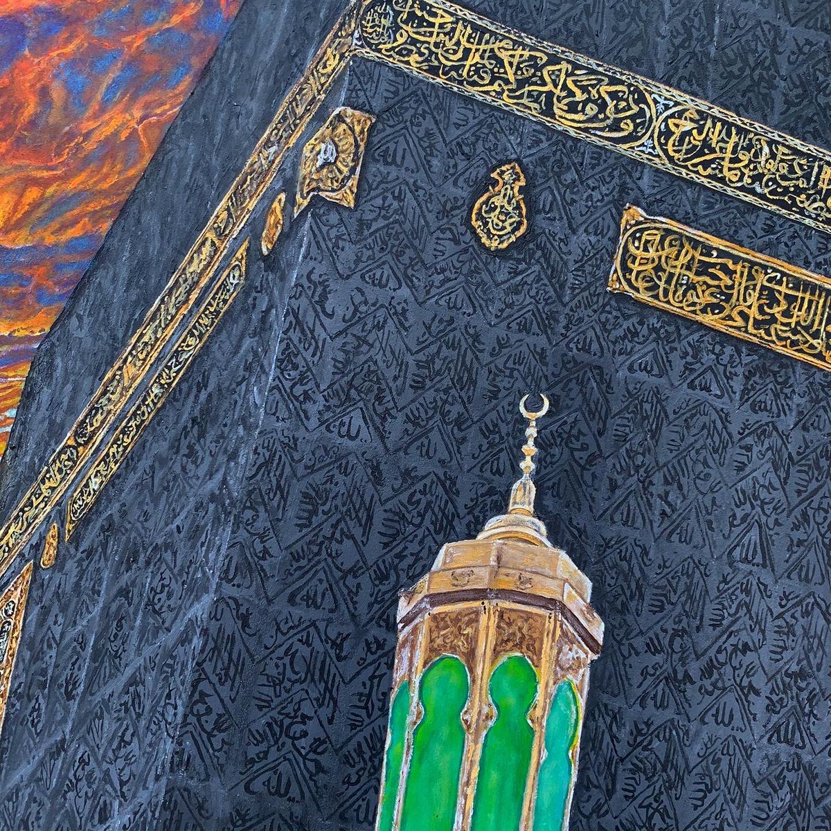 Kab’ah painted finished after 45 hours, every detail completed on the Kiswah cloth.