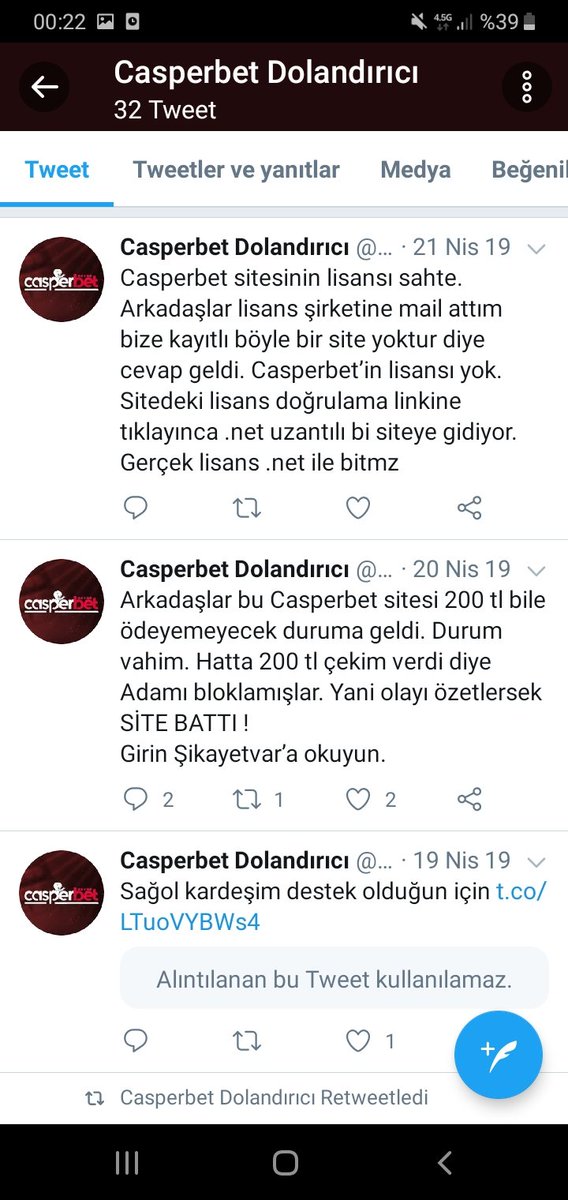 EmrahToy5's tweet photo. @casperbetresmi Bakin bir ben değilim bu siteye dolandırıcı casperbet diye sayfa dahi açmışlar https://t.co/w145wfE2Kg