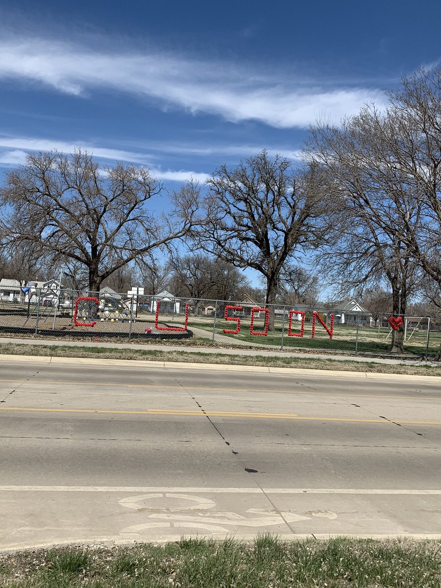 Oakdale students- we miss you and ❤️ you! We will “C U Soon!” Check out the fence along the south side of the playground!~oakdale staff.  #why305 #teamwork #wemissyou