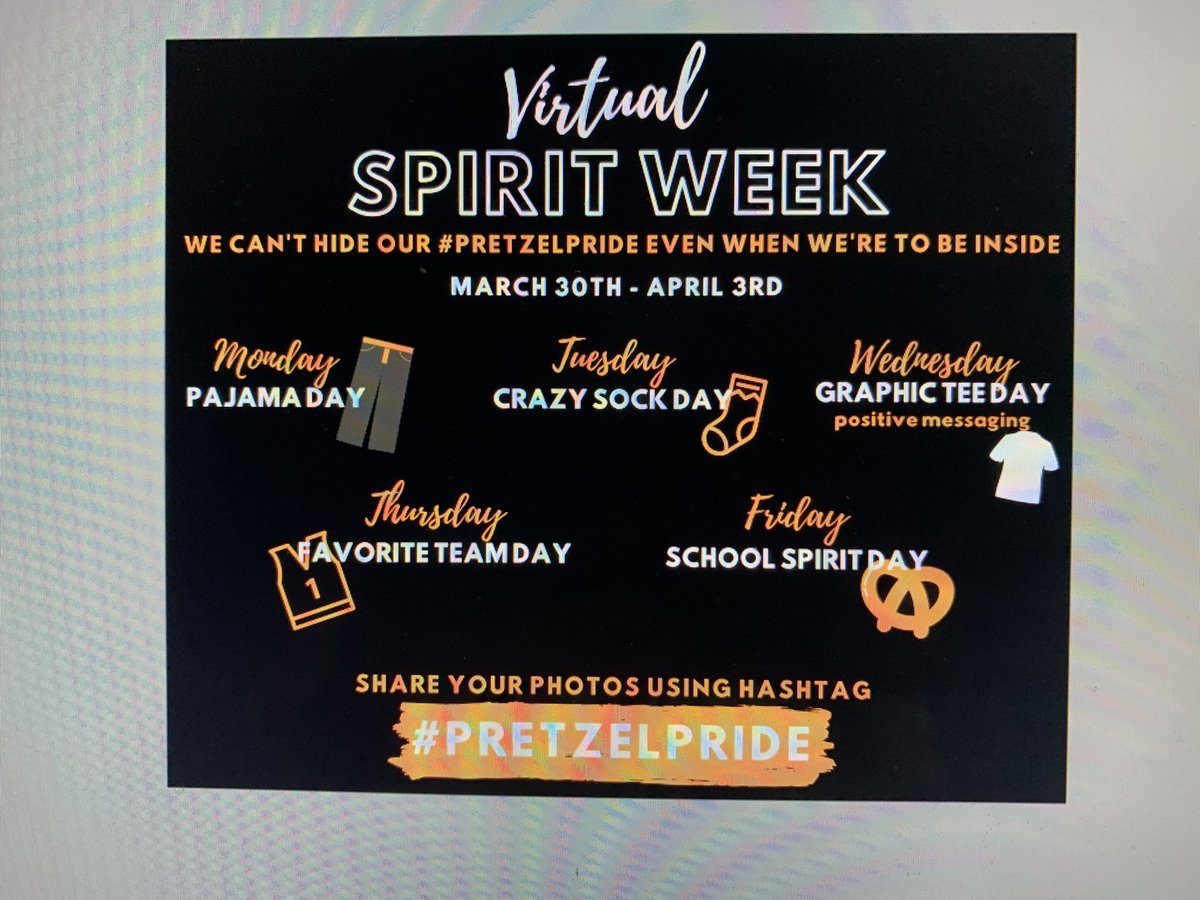 Get ready for our first ever Virtual Spirit Week. Share those fun photos using #PRETZELPRIDE . C’mon now... we got this!  ⁦<a href="/FSD145/">FSD145</a>⁩ ⁦<a href="/ConnArtist99/">Tim Connors 🥨</a>⁩ ⁦<a href="/FHSPretzels/">Freeport High School</a>⁩ ⁦<a href="/PretzelSoftball/">LadyPretz Softball</a>⁩ ⁦<a href="/PretzSports/">Freeport Athletics</a>⁩