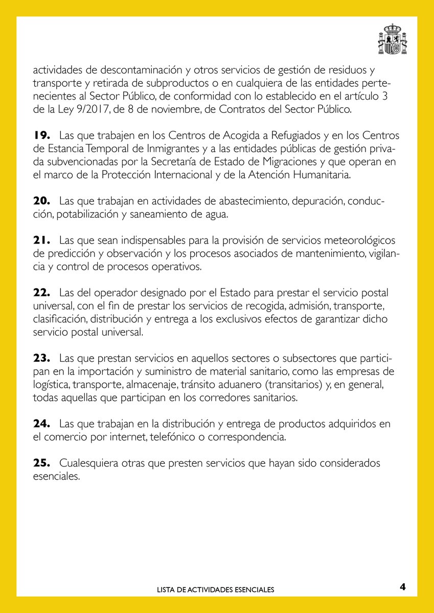 empleogob's tweet photo. El Consejo de Ministros, de forma extraordinaria, ha aprobado este domingo el Real Decreto-Ley que regula un #PermisoRetribuidoRecuperable para las personas trabajadoras de servicios no esenciales.

🔴📰 Lista de actividades esenciales. 👇🏽 https://t.co/AKy1yCXnGY