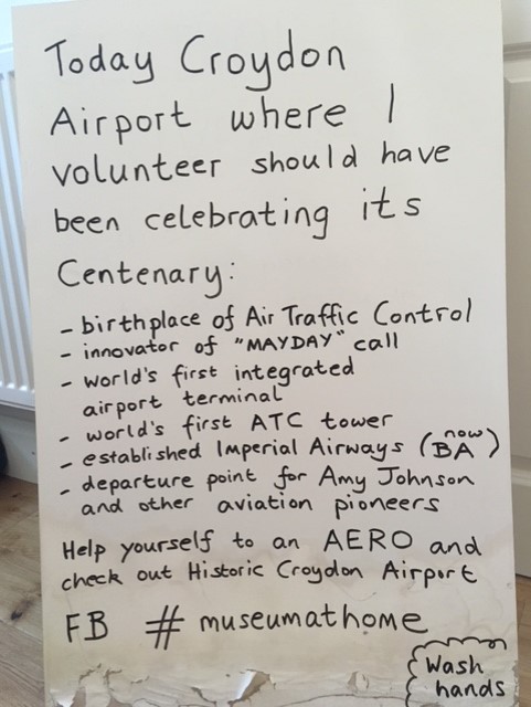CroydonAirport's tweet photo. We have the most fantastic volunteers! Today we should have been hosting our Historic Airport 100 event to celebrate the Centenary of London Croydon Airport. Our fabulous volunteers have put together this little gift for passers-by. #museumathome #museumsfromhome https://t.co/OrqbRlC6Zb