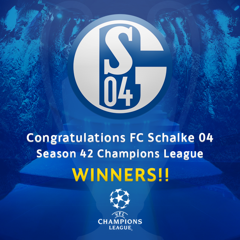 VFL (@thevfl_) on Twitter photo *OFFICIAL* - XB1 - Season 42 Champions League Final ๐ฅ๐๐ฅ
๐ฎ Inter Milan 0-0 FC Schalke 04 (Schalke win on Pens)
๐คต๐ผ Shilljuan with MOTM!
๐๏ธ <a href="/UnityBluefin/">Bluefin</a>
A record broken as Schalke are the first team in a CL Final to win the Cup with 0 shots on target after 120 minutes. #VFL *OFFICIAL* - XB1 - Season 42 Champions League Final ๐ฅ๐๐ฅ
๐ฎ Inter Milan 0-0 FC Schalke 04 (Schalke win on Pens)
๐คต๐ผ Shilljuan with MOTM!
๐๏ธ <a href="/UnityBluefin/">Bluefin</a>
A record broken as Schalke are the first team in a CL Final to win the Cup with 0 shots on target after 120 minutes. #VFL