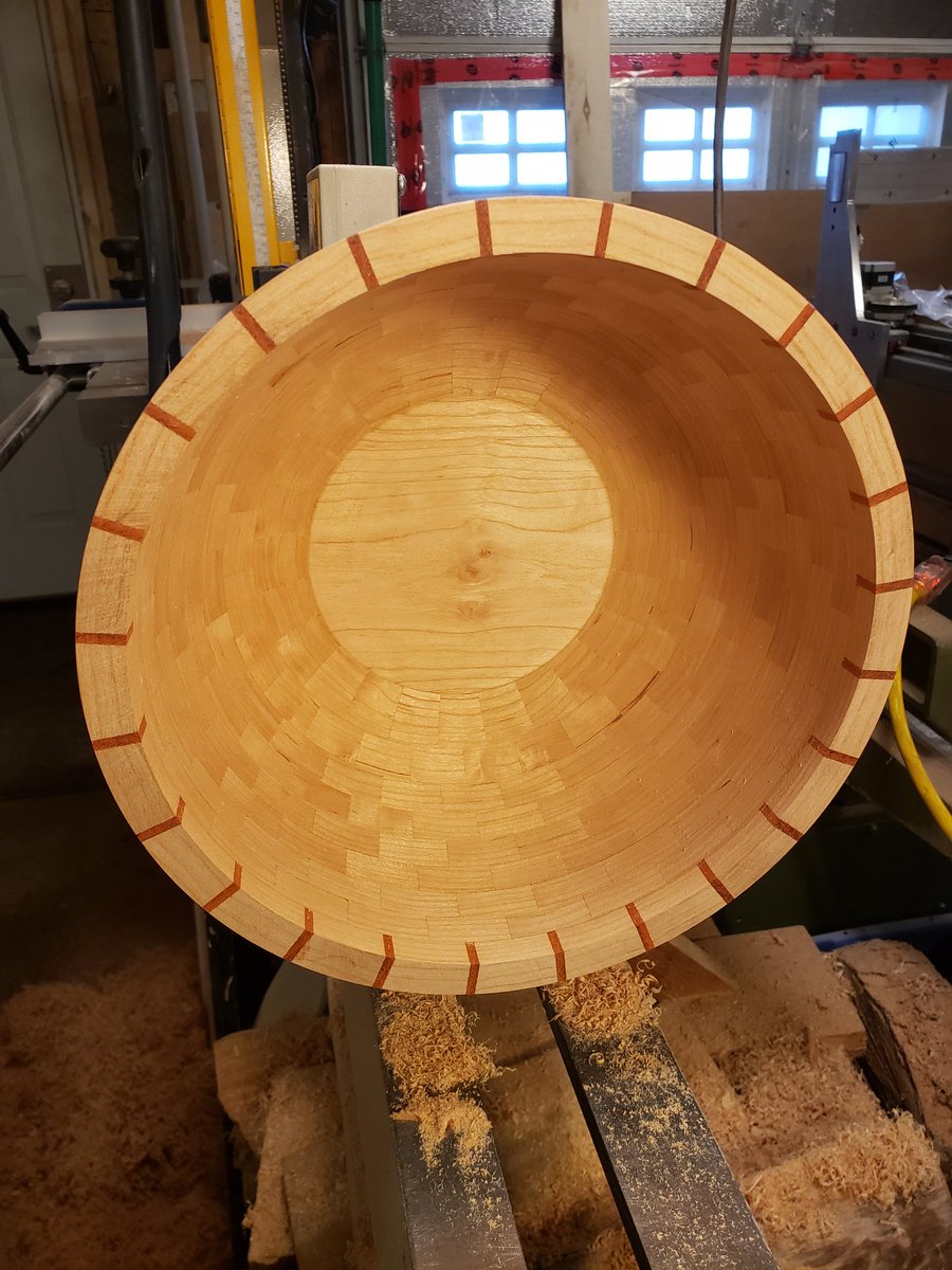 KyleStubbins's tweet photo. Progress. #woodworking #segmentedturning #segmentedbowl #cherry #padauk https://t.co/kYyBQPBHCV