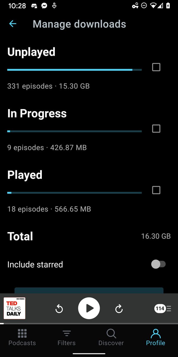 But possibly the most important part of packing: I've downloaded a bunch of media onto my phone for the trip.325 podcast episodes55 videosA few ebooksA couple of audiobooks