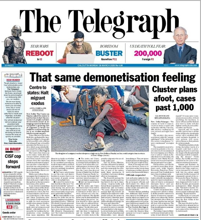 sumonseng's tweet image. The @ttindia headline says that this #LockdownWithoutPlan gives the same #Demonetisation feeling .
Can you disagree ? 
In both cases the sufferers were poor ? 
Why ? 
#LockdownQuery 
#ModiMadeDisaster again.