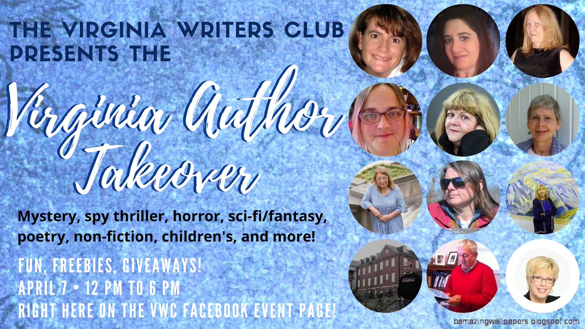 VaWritersClub's tweet photo. Virginia Author Takeover event 4/7 Meet VA authors of mystery, thriller, true crime, poetry, paranormal, nonfiction, children's books and more.  #books #readerevent #VAwriters https://t.co/YT17OWvT8w https://t.co/aANHcwE2RP