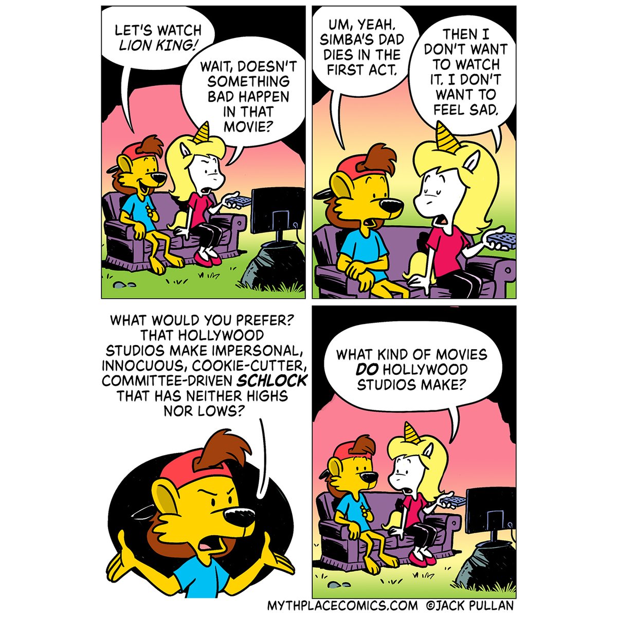 jackpullan's tweet photo. #webcomic #newcomic #comicstrip #sundaycomic #illustration #lionking #thelionking #mufasa #simba #spoileralert #hollywood #schlock #cookiecutter https://t.co/71HmWP3FkJ