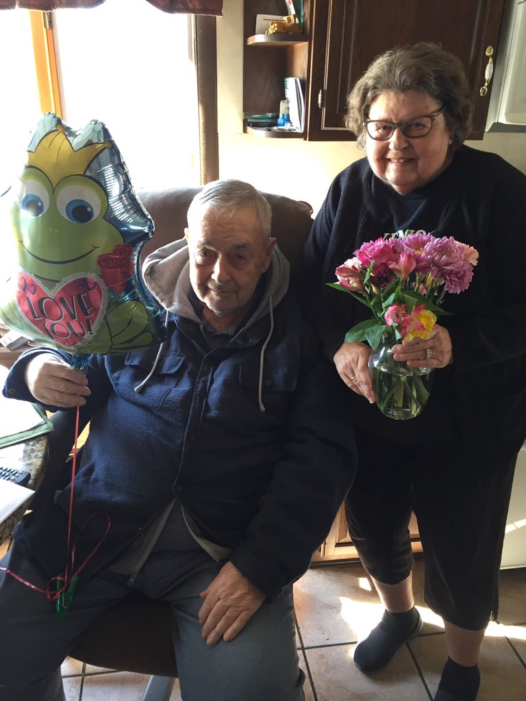 Day 14Two full weeks today.Slept a lot and got some homework done.Today was my grandmas 81st birthday and we got to do a quick drive by but I'm sad we couldn't do a proper celebration. Here is a cute picture of my grandparents from when I visited them on Valentine's Day!