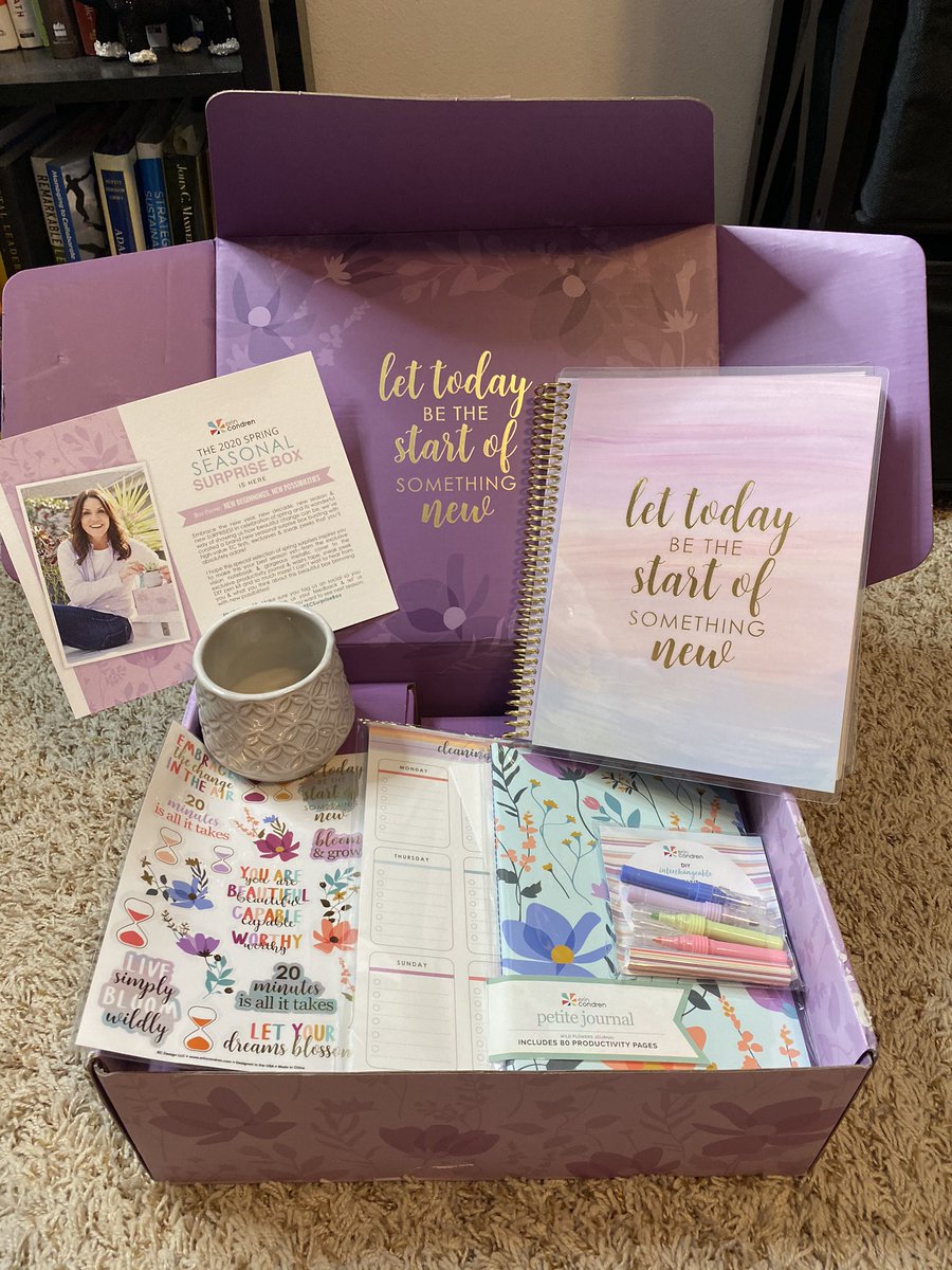 mssquared2's tweet photo. 💜 my @erincondren surprise box. “let today be the start of something new”. #ErinCondren #ECSurpriseBox #Planners #PlannerStickers #PlannerAddicts https://t.co/oGabezzYzM