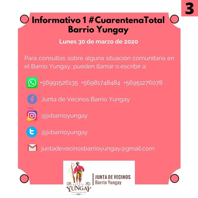 JVBarrioYungay's tweet photo. Informativo para lunes 30 de marzo de 2020 en @MiBarrioYungay.
La salud de nuestras comunidades es la prioridad, lamentamos la indolencia, indiferencia y egoísmo de algunas personas.
Nos cuidaremos con todo y con todos.
#Santiago #Chile
#CuarentenaTotal
#COVID19 https://t.co/PgL508YSTq