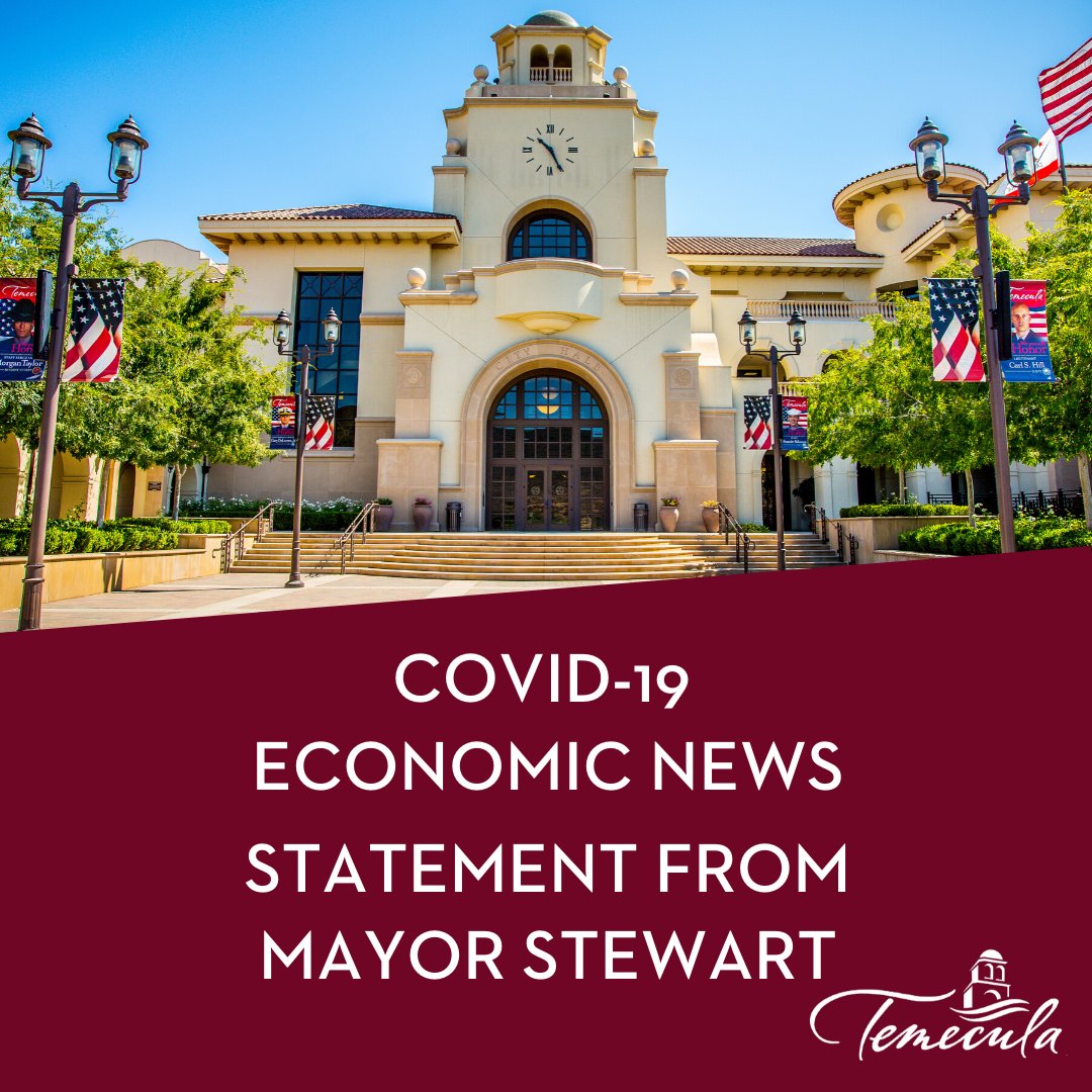 cityoftemecula's tweet photo. COVID-19 Update from Mayor James “Stew” Stewart on Economic News in Temecula - March 29th @ 6:30 pm⁣
"On Friday afternoon, the federal government enacted the Coronavirus Aid, Relief, and Economic Security Act (CARES Act).  More: https://t.co/P2XOHHXqpt https://t.co/GZ5CUC6u6E