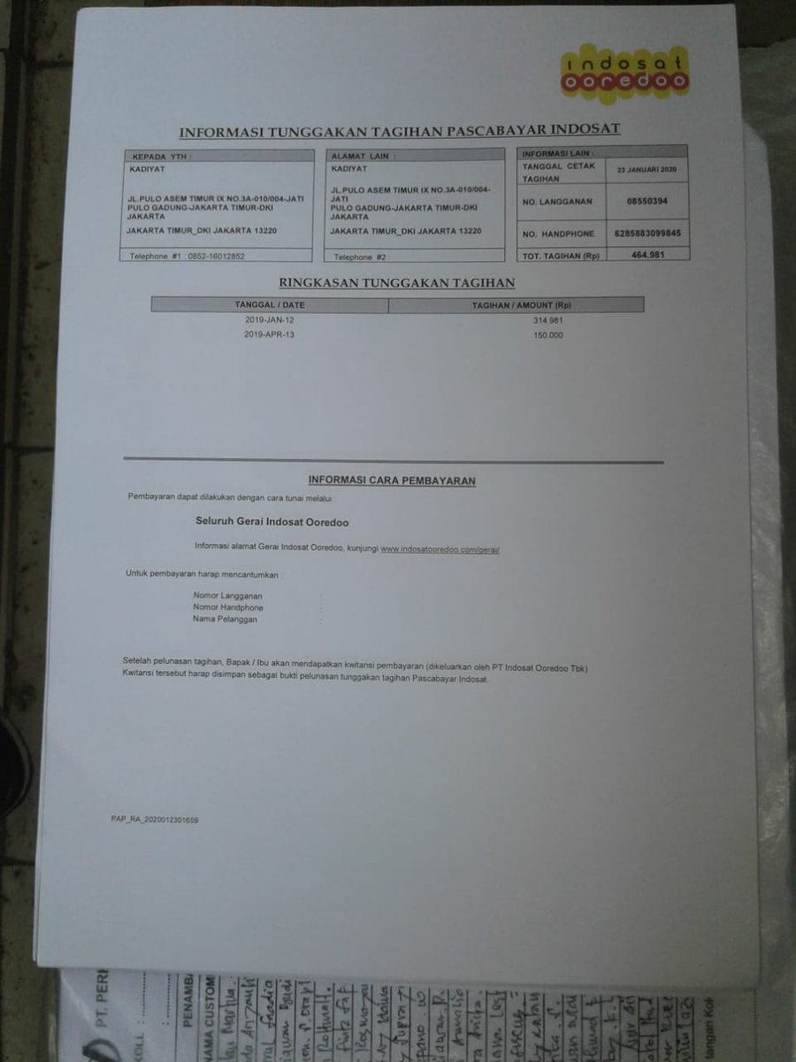 kadjat76's tweet photo. @IndosatCare : Selamat pagi, sy dpt srt tagihan spt ini.benarkah?gmn cara byr dan mutus kontrak/langganan krn skrng sy lg diisolasi.tks https://t.co/E6Gbm8hCRP