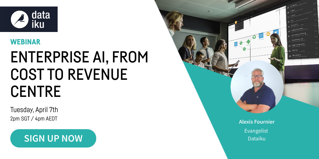 dataiku's tweet photo. [#Webinar] Don't leverage #entrepriseAI techniques at any price. Do it efficiently. Join us on April 7th and learn how to consider the economics. Sign up now: https://t.co/awEGDhVx50

#datascience #machinelearning #analytics #data #datascientists #analysts #dataanalytics #ML #AI https://t.co/jYS0Mb4Wjv
