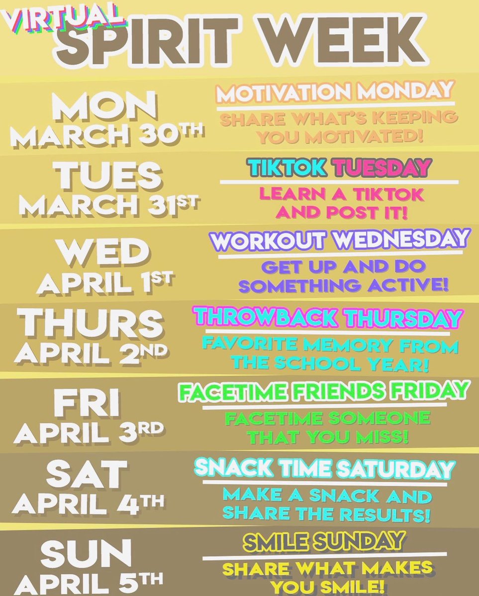 kpoocabinet's tweet photo. Online classes start TOMORROW Chiefs- let’s make things fun with a VIRTUAL SPIRIT WEEK!!!

Tag us through your Instagram story or use the hashtag, #KHSVirtualSpiritWeek, so we can repost, we’re all in this together!!! 

💛💛💛💛💛💛💛💛💛

#WeTribeTogether #FearthePoo #GoChiefs https://t.co/vggJ2nVFQD