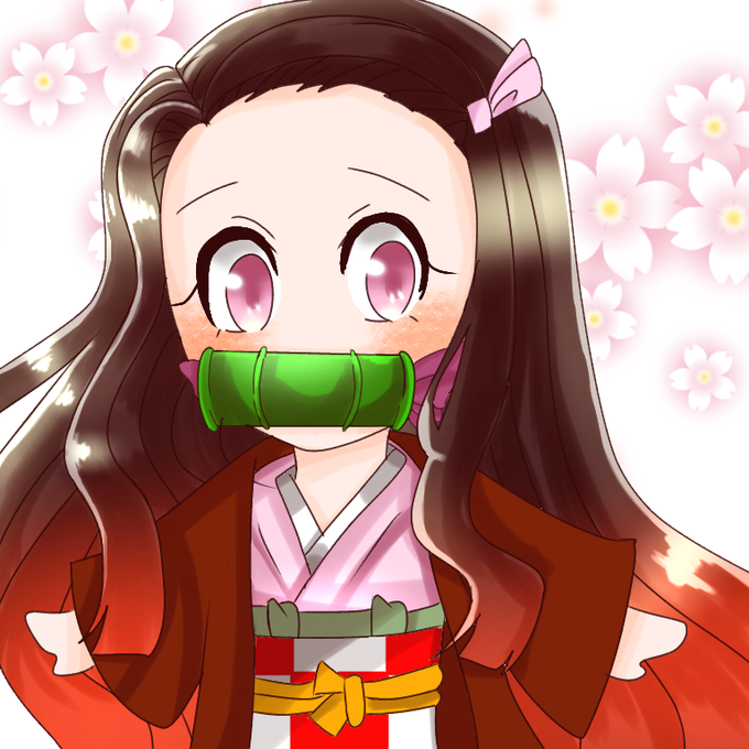 白桃バニラ（これから大分低浮上になります💦）さんがTwitterに投稿した竈門禰豆子(鬼滅の刃)のイラスト。