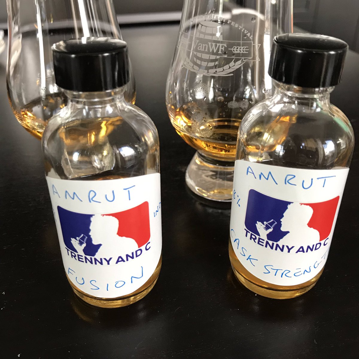 dramsofwhisky's tweet photo. Dueling Amruts this afternoon courtesy of @trennyandc2! I really enjoy the Fusion - it’s going on the buy list. #SundayFunday #DramClub https://t.co/8tTZCRq7bf
