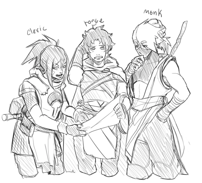 and because im already feeling no shame heres dnd au with the ocs (and mirai) 