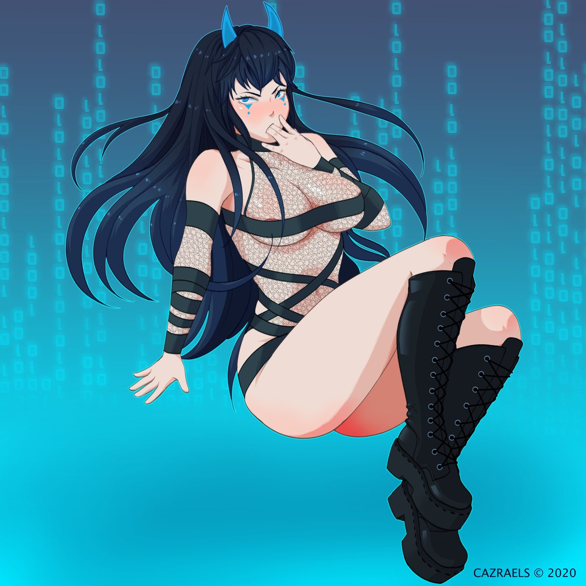 cazraels's tweet photo. sliGHT nsfw but been wanting to practice drawing girls so... ye 🥴

might actually keep her cause she cute. 

#art #drawing #animegirl #cyberpunk #animeart https://t.co/aei90QNa9L