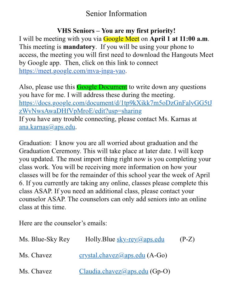 VikingsVhs's tweet photo. VHS Seniors read this! https://t.co/NVjypTvIzx