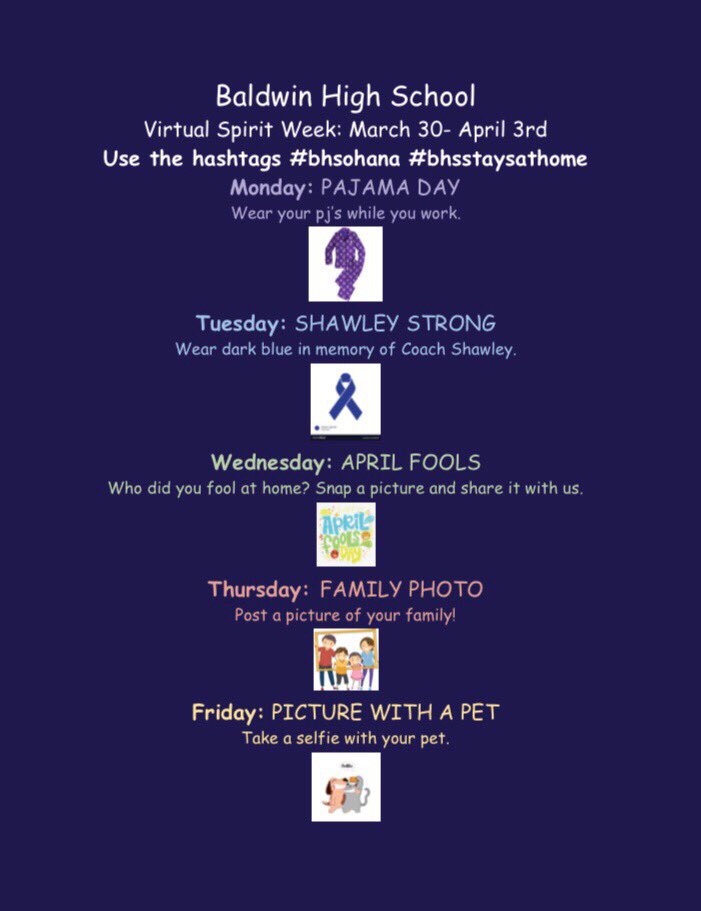 BhsSuperFan's tweet photo. It’s a VIRTUAL SPIRIT WEEK!!! Start your online learning in style.  Share your outfit with #bhsstaysathome https://t.co/NSGiNWTQ7u