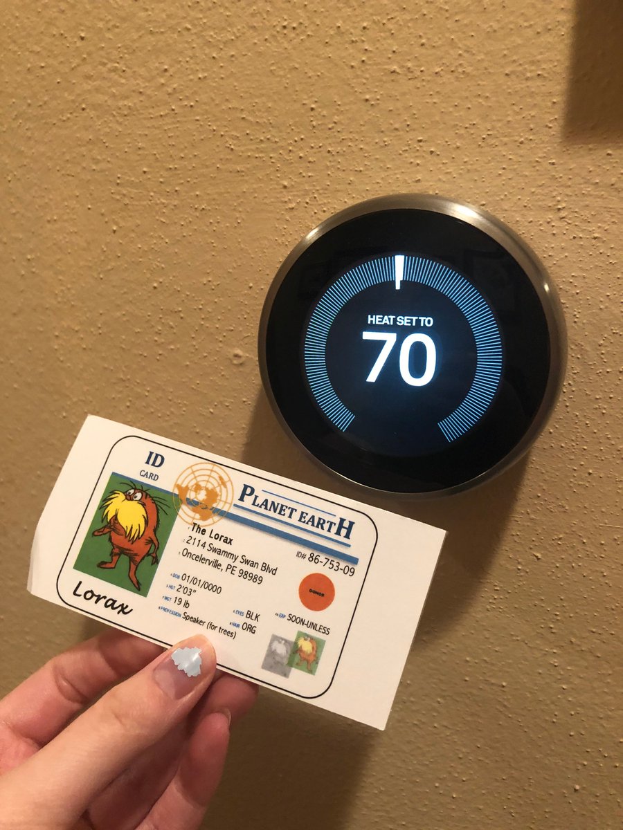 OP507578ape's tweet photo. My family has a Nest Thermostat, which is very energy efficient! It automatically decreases the temp in our house at night, which saves money and energy. It also connects to our phones so we can adjust it from anywhere! #apesenergy @franklinlorax https://t.co/0kCbt4eM3H