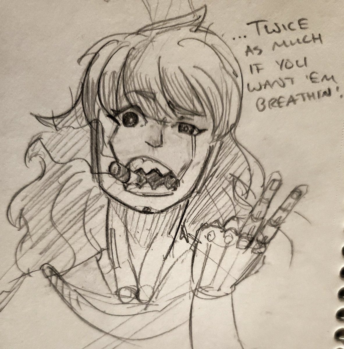 ammonoid9's tweet image. Ok I&apos;ve decided @teelokay she&apos;s gettin shoved in my Space Copera project as Isurusi the mercenary captain.  She&apos;ll work alongside a hairless psychic yeti detective and a cyberserker elf cop.