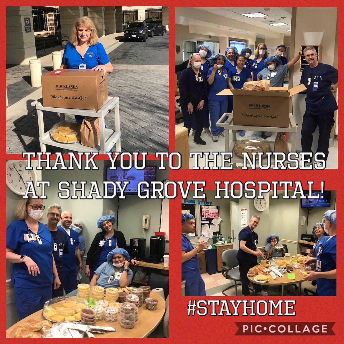 rocklandsbbq's tweet photo. Shout out to our very own Candice Siegel and her friends for pitching in and showing support to local nurses and first responders at @adventisthc via the universal love language of bbq! Thanks for your kindness!

#eatyourbbq #FrontLineHeroes #supportsmallbusiness https://t.co/VoBMS3PS3Q