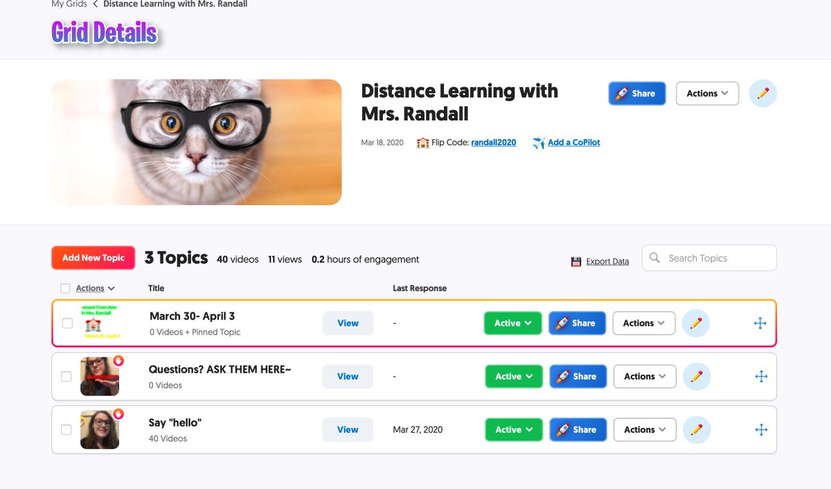 AjhsRandall's tweet photo. https://t.co/mwgf5sl9JT 
Mrs. Randall's students check out the new topic for March 30-April 3 on Flipgrid. https://t.co/SKQWFdeWYh