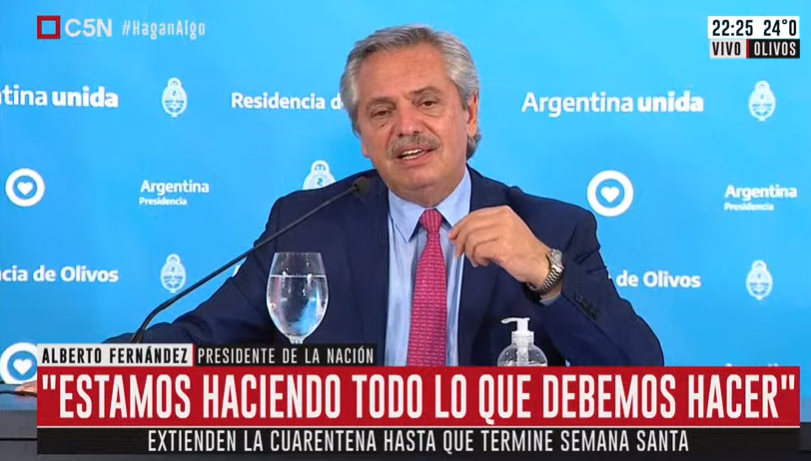 🇦🇷<a href="/alferdez/">Alberto Fernández</a> y la frase del día: "No tenemos que caer en el falso dilema de que es la salud o la economía. Una economía que cae siempre se levanta, pero una vida que se pierde no se recupera más".