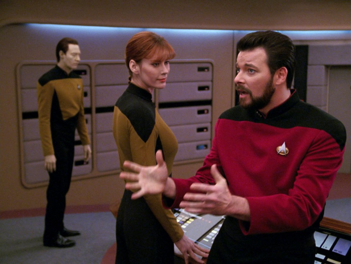 I feel like this could be a Meme with the way Riker's Expression and H...