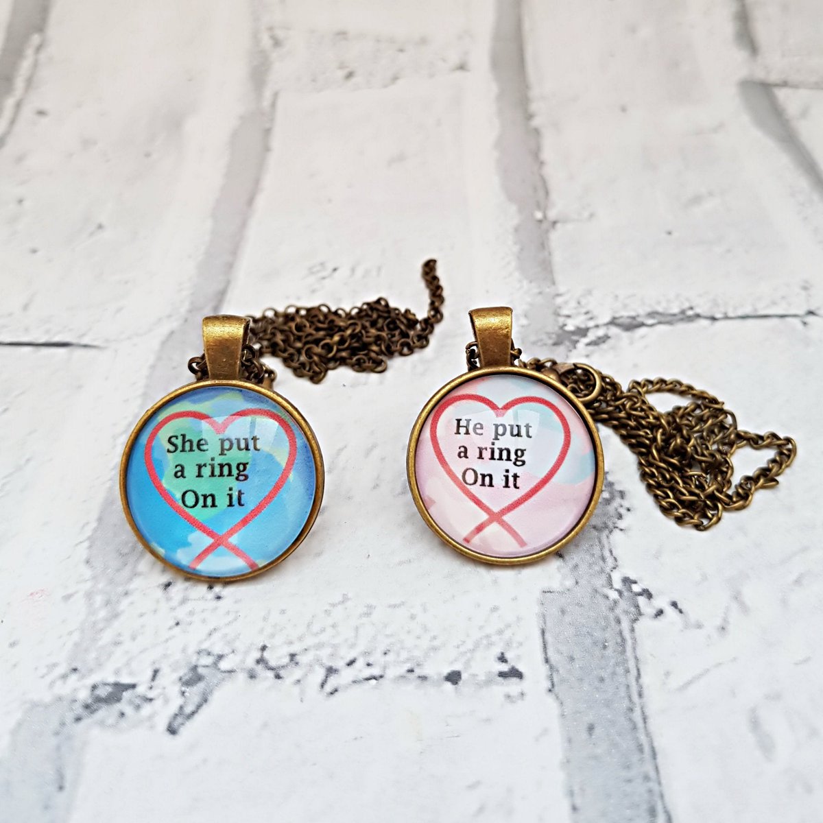 martisanne's tweet photo. Couples wedding necklace, she put a ring on it he put a ring on it pendant, engagement, couples jewelry set, wedding jewelry gift, set, W1 https://t.co/UPIzRBr60o #EtsyTeamUnity #TMTinsta #EngagementGiftSet https://t.co/kdFnBMiIIS