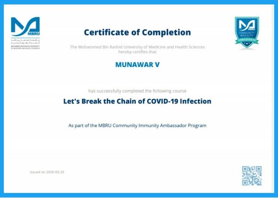 vmunawarvkd's tweet photo. #MBRUniversity
#MBRUCommunityImmunity Ambassador. I am responsible to protect myself and my community from #COVID-19. https://t.co/2UC6CavBj1