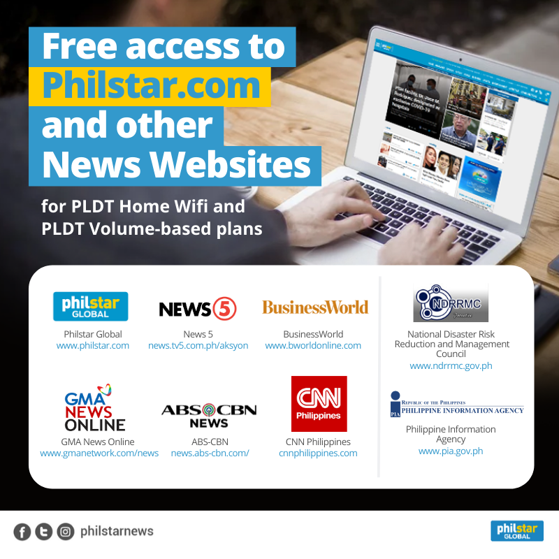 Trust only legitimate websites for news and information about #COVID19.

<a href="/PhilstarNews/">Philstar.com</a> and other news websites are free to access for <a href="/PLDTHome/">PLDT HOME</a> subscribers during this time of public health emergency.

Go to philstar.com and stay updated.