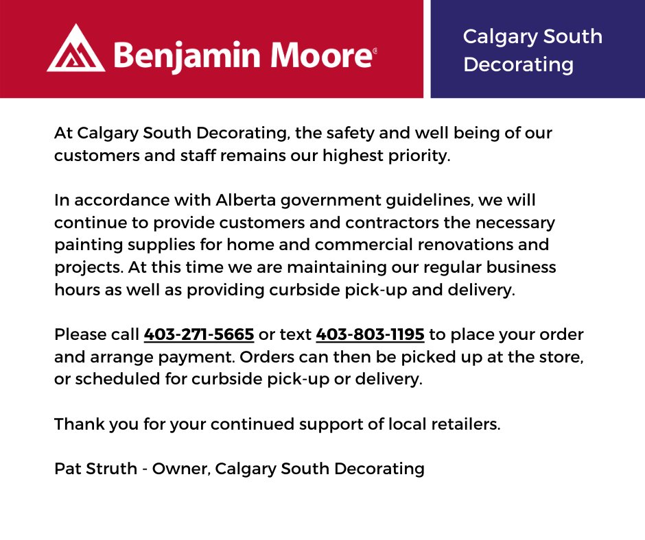 CalSouthDecor's tweet photo. #benjaminmoore #calgarysouthdecorating #shoplocal #shopyyc #yycdiy #yycpaint #yyccontractors #yycdesigners https://t.co/0y7OmHmqQM