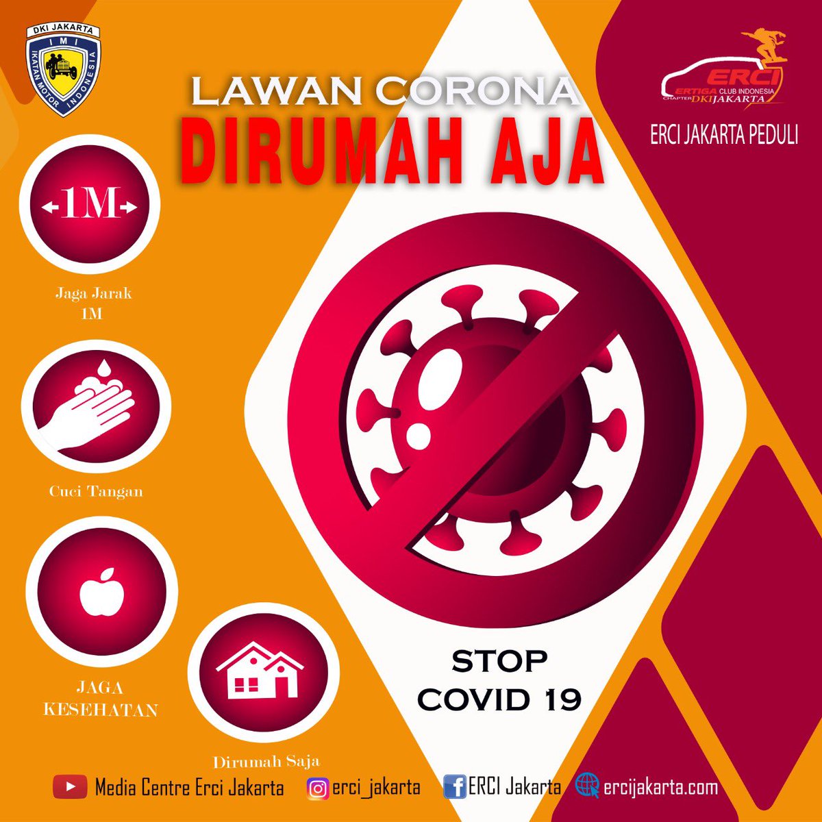 ERCI JAKARTA MENDUKUNG PROGRAM STOP COVID-19

DIRUMAH AJA

Pencegahan :
1 Jaga jarak
2 Cuci tangan
3 Jaga kesehatan
4 DIRUMAH AJA

#stopcoronavirus⛔️
#ercijakartapeduli
#gunakanmasker
#jagakebersihan
#dirumahaja