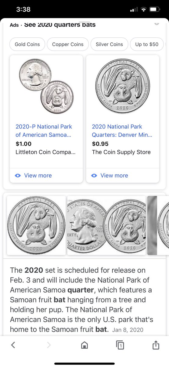 LobstaLuvs's tweet photo. Is it too much of a coincidence that 2020 quarters that were schedule to be released on Feb 3, 2020. Have Bats on them? #conspiracy #COVID19 #Coronavirustruth #quaters #March2020 https://t.co/f6iA7CX2mk