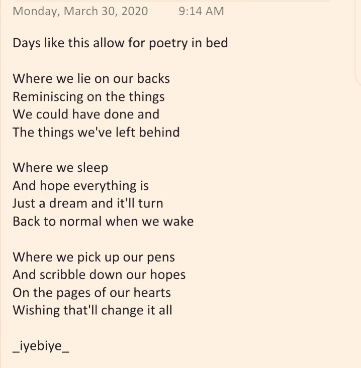 thetechsiss's tweet photo. Early morning poetry...
Smash or pass?
#WritersInQuarantine
#writercommunity
#WhileInSelfIsolation https://t.co/VAjLbuDKmn