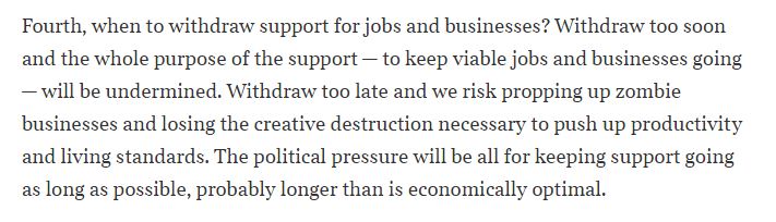 When to withdraw support from business. Too early and you undermine the whole point of the support, too late and it becomes inefficient and costly