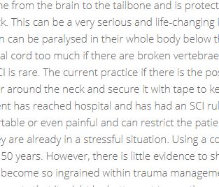 ISRCTN's tweet photo. Is it possible to conduct a study to compare using and not using a rigid neck collar to immobilise the neck in adults who have potentially injured the spinal cord in their neck?
An #ISRCTN study by @NEAS_Research @PHKiTPara

https://t.co/NVPA6Pzpns

#ClinicalTrials https://t.co/JH1iCJRszU